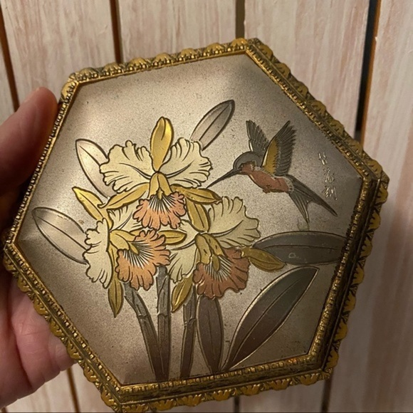 Vintage Original Chokin Art Japan Hummingbird‎ - Picture 11 of 11